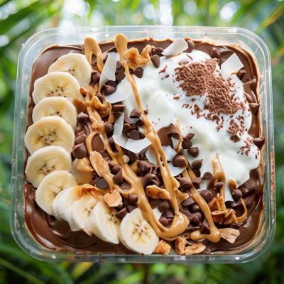 Decadent Dessert Bowl Surrounded By Lush Jungle Greenery